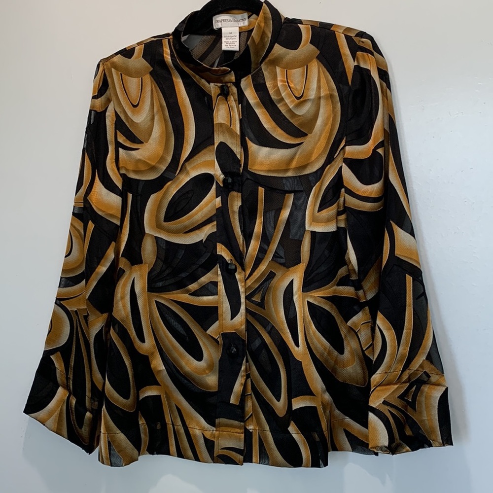 Vantage Button Down Blouse Size Medium - image 4